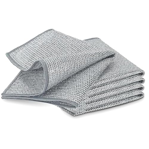 YYDSWTW Paño para Fregar Platos, Limpieza de Malla, sin arañazos, seco y húmedo, Reutilizable, Lavable, Resistente, Trapos para Cocina, Olla, sartén, Estufa Single Layer 5pcs
