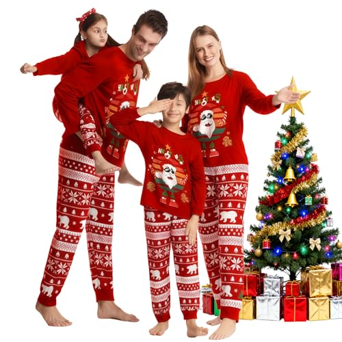 wellzoo Matching Christmas Pjs For Family Christmas Family Set Womens Christmas Matching Elf Pajamas for Adults Holiday Xmas Sleepwear Set