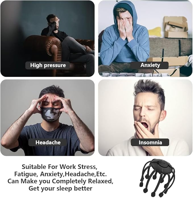 Head Massage Octopus Scalp Massage, 360 degree Automatic Recruitment Handfree, 3 Vibration Mode, Stress/Pen Relief Machine Head Massage Octopus Scalp Massage, 360 degree Automatic Recruitment Handfree, 3 Vibration Mode, Stress/Pen Relief Machine