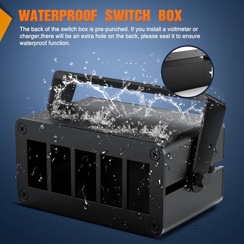 Image of Nilight 5 Gang Rocker Switch Box Detachable Housing 5 Holes Aluminum Panel