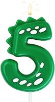 Vista 7 de Vela de cumpleaños verde 0, velas de dinosaurio de 2.76 pulgadas con número de fiesta temática para pastel