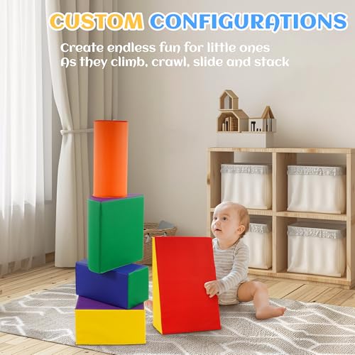 Elevon Soft Climbing Toys Indoor - 5 PC Foam Climbing Blocks, PU Leather Gym Climb and Crawl Play Set Waterproof and Easy to Clean by Elevon - Image 5