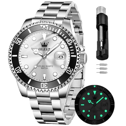 Image of OLEVS Watches for Men Quartz Fashion Business Waterproof Analog Stainless Date Week Diamond Luminous Mens Watch
