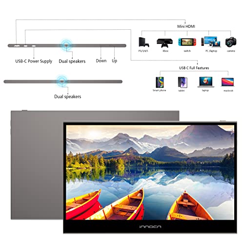 Image of INNOCN Portable OLED Monitor 13.3 inch 1080p 100% DCI-P3 1MS 100,0000:1 USB C Plug Play Second Travel Computer Display Mini HDMI Photo Video Editing for Laptop, MacBook PC Console