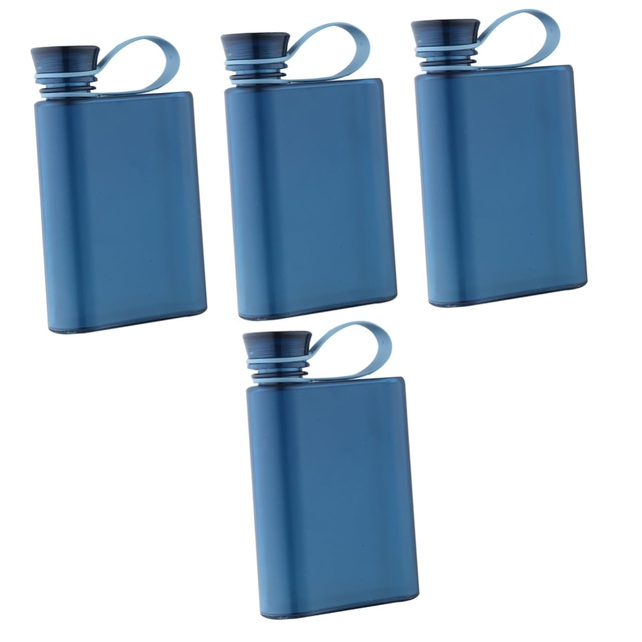 Zerodeko 4 Stück Flache Wasserflasche Tragbare Wiederverwendbare Trinkflasche für Outdoor Sport und Reisen Leckschutz Platzsparendes Design für Fitness und