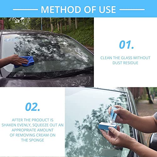 2Pack Glass Film Removal Cream,Car Glass Oil Film Cleaner, Car Windshield Oil Film Cleaner, Glass Stripper Water Spot Remover With Sponge And Towel For Car & Home Bathroom Glass #TOP2