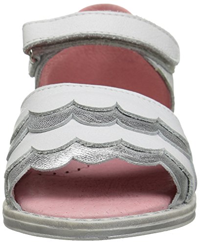Nens Kid's Hook-and-Loop Scallop Sandal, Silver/White, 23 M EU/6.5 M US Toddler2