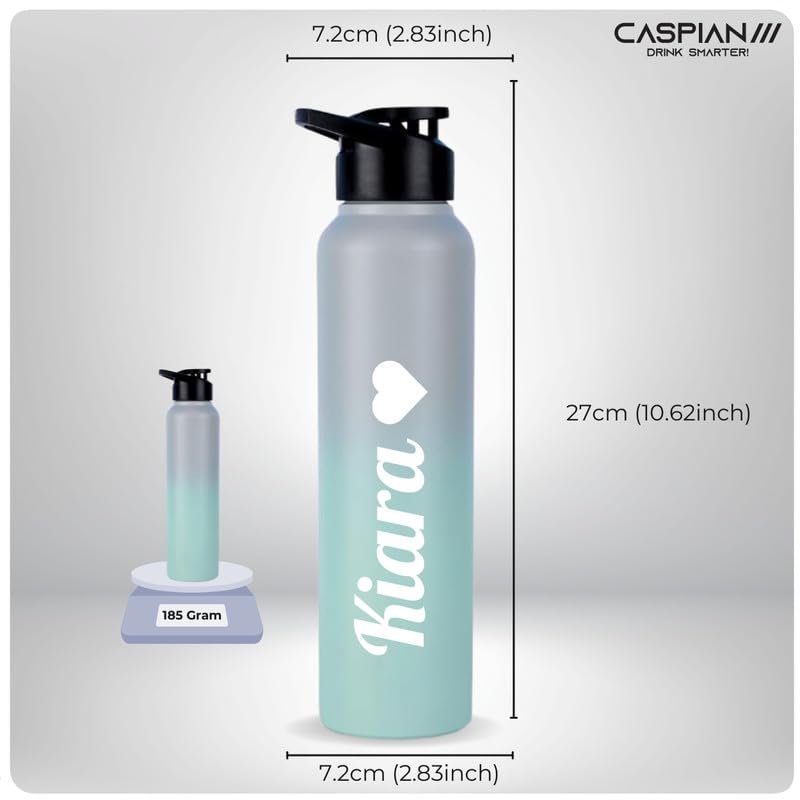 Image of CASPIAN / / / Hike Stainless Steel Customize Sipper Water Bottle Leak Proof Thunder for Fridge Home Office Travel School Kids Boys Girls Adults Sports Gym Yoga (U lagoon 1 Litre, Set of 1)