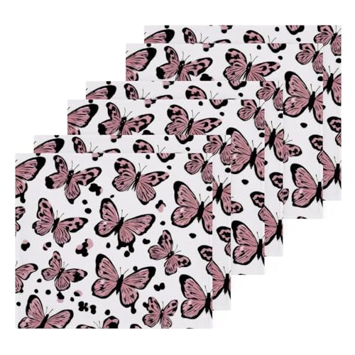 YANENDIE Pretty Butterfly Washcloths Towels, Highly Absorbent and Soft Cotton Face Cloths, 6 Pack Quick Dry Wash Cloths - 12 X 12 Inches