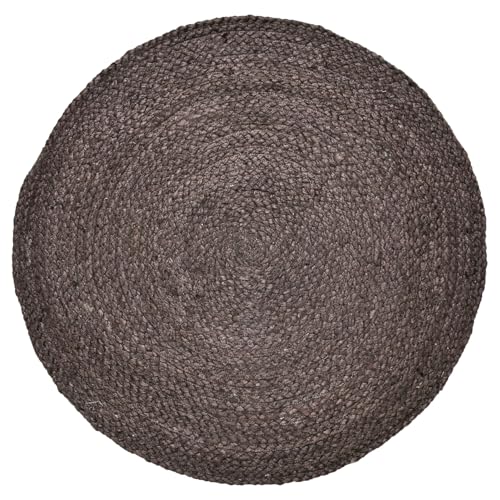 Marrakesch Boho Deko Jute Teppich rund 100 cm handgeflochten in braun | Runder Teppich Abrila für Wohnzimmer Flur Bad oder Küche | Runde Outdoor Teppiche als Terassendeko oder Balkon Deko