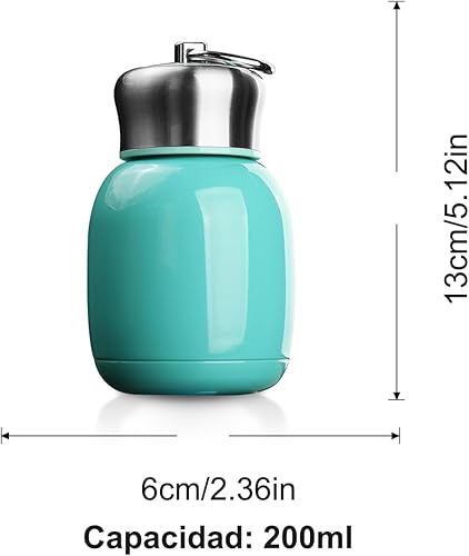 Miniatura 5 de Mini botella de agua de acero inoxidable de 7 onzas, pequeña botella de agua aislada al vacío, a prueba de fugas, botella de agua fría y caliente