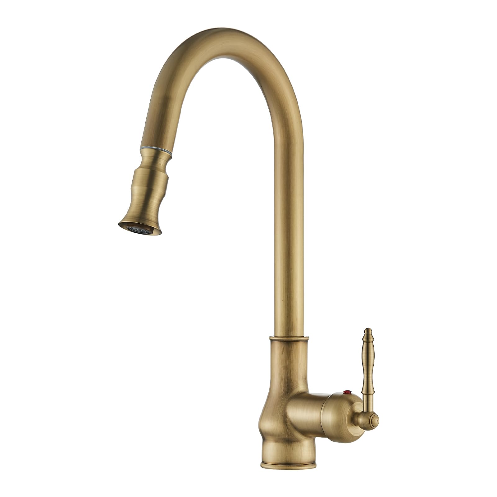 Rubinetto da Cucina in Ottone Antico Stile Retro, Miscelatore da Cucina con Doccetta Estraibile, Girevole a 360°, Monocomando con Funzione Spruzzo per Cucina