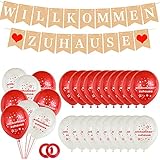 Willkommen Zuhause Banner, 30 Willkommen Zuhause Luftballons, Welcome Home Girlande, Wimpelkette Wimpel Banner Ballon für Dekoration Familie Partei, Baby Willkommen Zuhause Deko