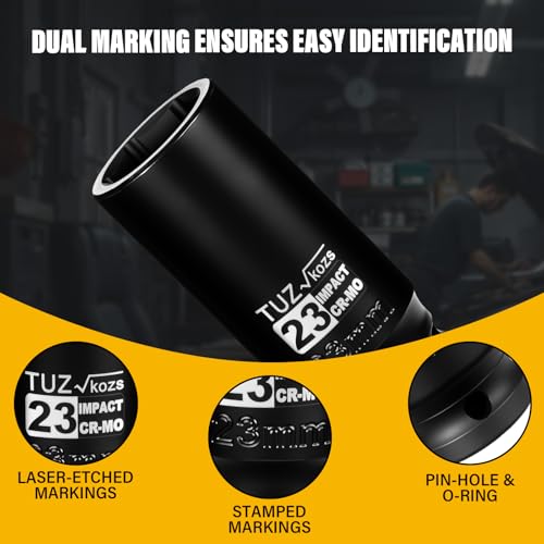 Image of 1 /2 Inch Drive 23mm Deep Metric Impact Socket,CR-MO,6 Point Radius Corner Design,Square Chamfered Opening,Axle Nut Impact Grade Socket for Easy Removal