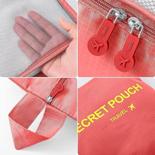 Image of Travel Organizer Pouch Set of 6, Space Saver Packing Cubes for Suitcase, Clothes, Underwear, Socks and Shoes (WATERMELON)
