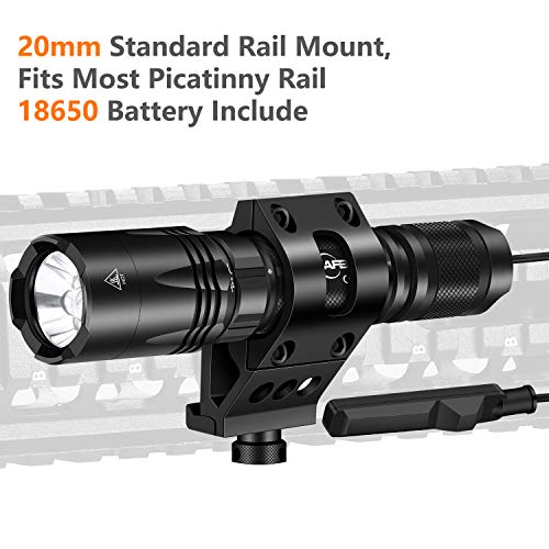 MIKAFEN Tactical Flashlight 1200 Lumens LED Weapon Light with Picatinny Mount, Micro-USB Rechargeable, Battery and Pressure Switch Included - Thumbnail 5