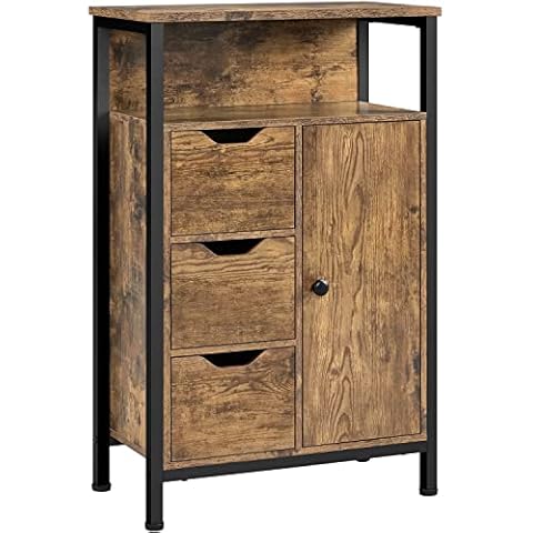 Yaheetech Badschrank Unterschränke mit 3 Schubladen Beistellschrank verstellbare Regalebene fürs Badezimmer/Wohnzimmer/Flur/Küche 55,5 * 30 * 86,5cm Cover