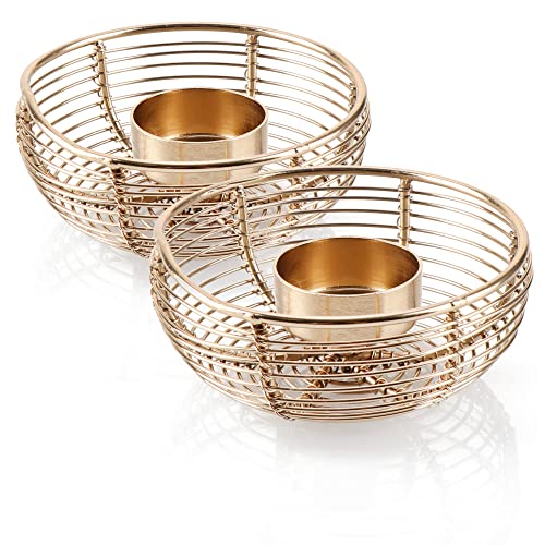 com-four® 2X Teelichthalter aus Metall - dekorativer Kerzenständer -...