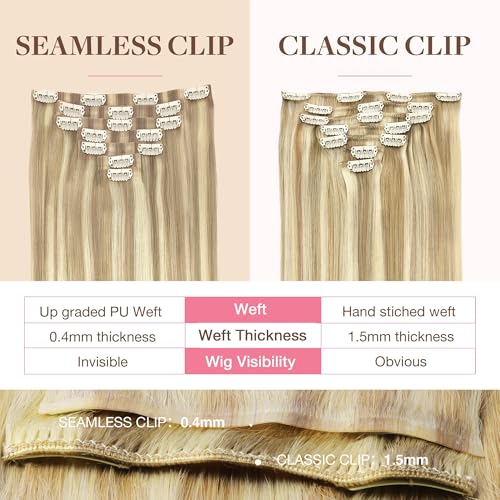 Image of GOO GOO Seamless Clip in Hair Extensions Real Human Hair Remy Extensions