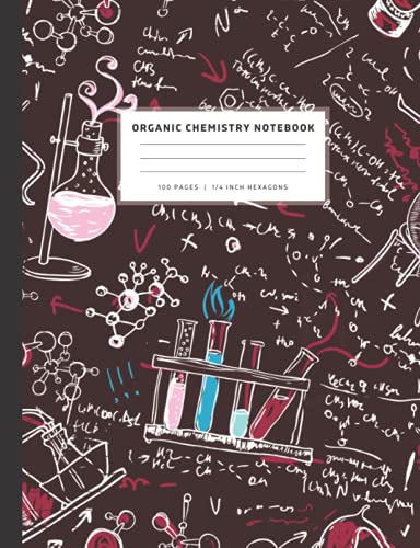 Organic Chemistry Notebook: Hexagonal Graph Paper Composition Notebook – 100 Pages, 1/4 Inch Hexagons, Works With Organic Chemistry Stencil | Hex Grid ... Biochemistry Lab Notebook Gifts (Red Pink) image 2