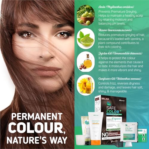 Image of Vegetal Safe Color Dark Brown 3.0-190ml. I Permanent Gel Hair Colour, Organic Herbs Blend, Chemical-Free, 100% Grey Coverage