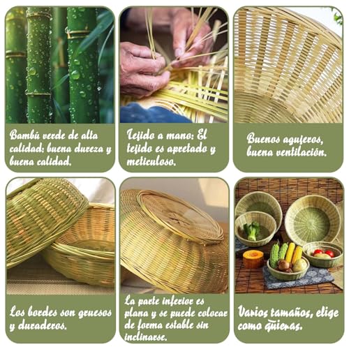 Cesta de bambú hecha a mano de 36cm para pan y organización rústica de cocina 5