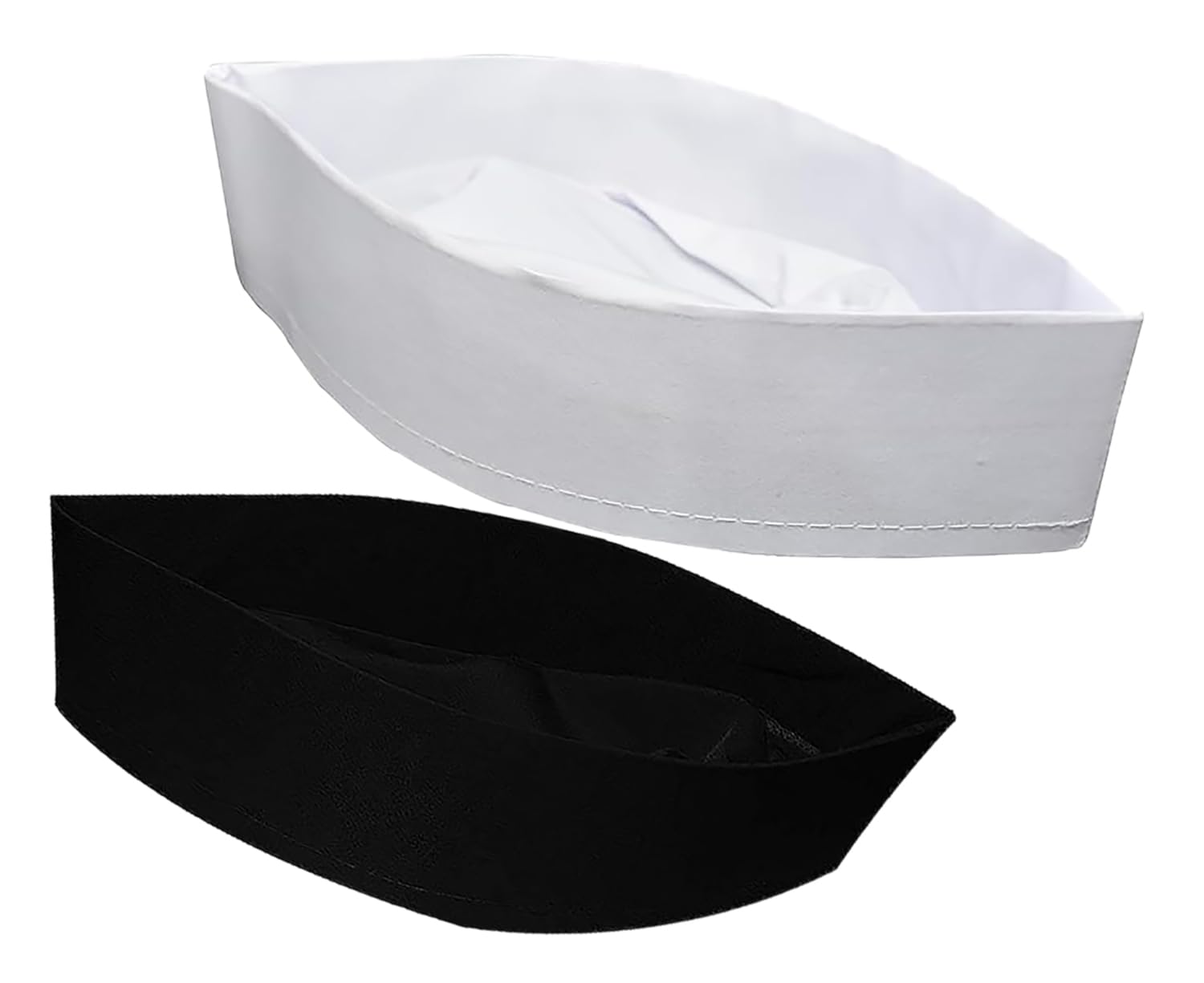 2 Pcs Black & White Islamic Hat Men Egyptian Kofi Kufi Koofi Fabric Mens Headwear Topi Imam El Shaarawy Cap Plain Prayer Muslim Egypt Arab Arabian Islam Mens Sha'rawi Worship Soft Comfortable (Medium)