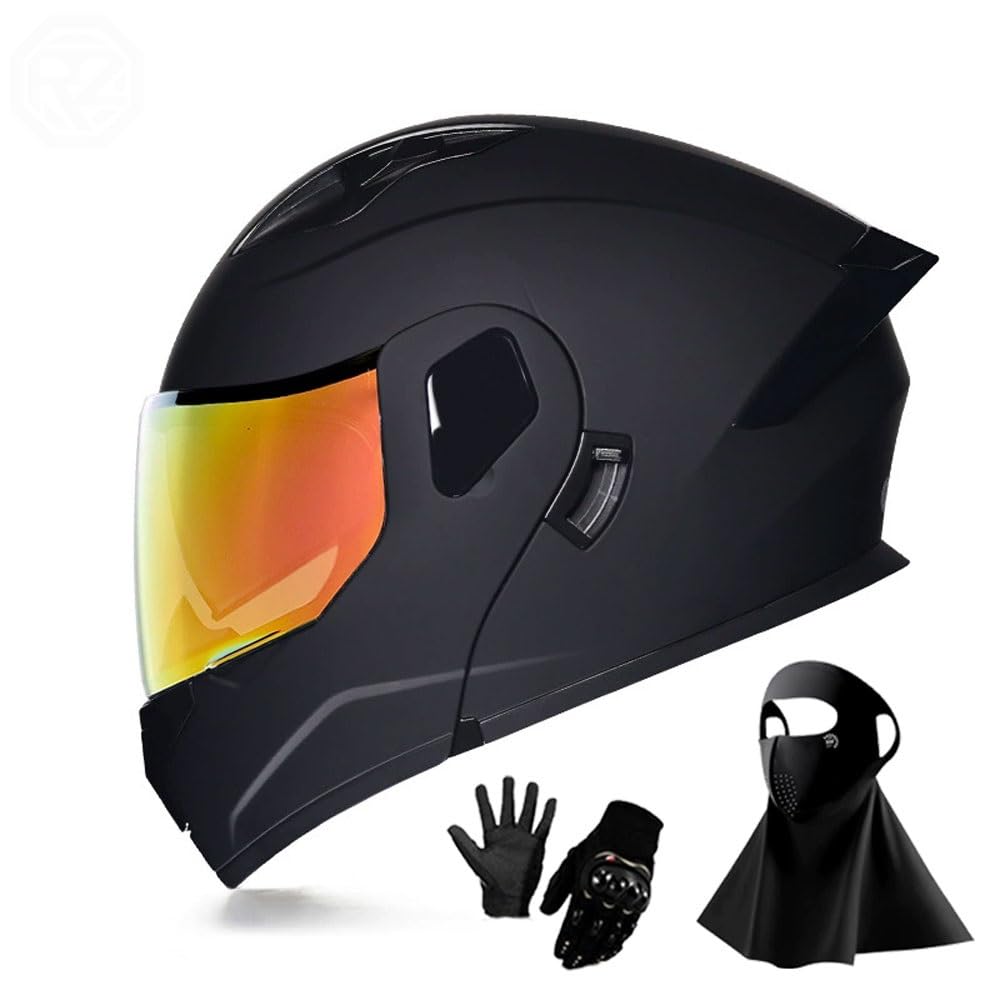 Ragopilen P21 Helmet, Full Face Motorcycle Helmet Approved 2 Visors Black Night Vision Adult Kids M-2Xl 3Pcs(,M(55-56Cm))