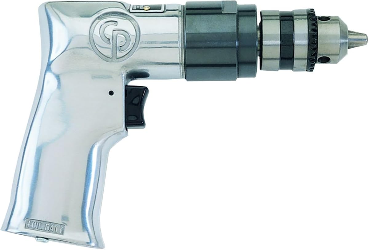 Chicago Tire CP785 - Taladro eléctrico neumático, 3/8 pulgadas (10 mm), portabrocas con llave, carcasa de aluminio, mango de pistola, 0,5 HP / 370 W, par de apriete 3,1 ft. lbf / 4,2 NM, 2400 RPM, herramientas eléctricas y mejoras para el hogar
