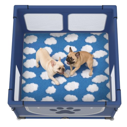 Image of LOOBANI Washable Pee Pads for Dogs 41 inchx41 inch,2 Pack, Blue | Specifically Designed For LOOBANI 43 inchX43 inchX27 inch Foldable Dog Playpen,Super Absorbent, Waterproof, Leak-Proof & Non-Slip