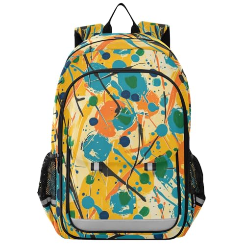 backpack kids boys 8-12： adjustable books bag for college in assorted colors - retro leopard spots orange