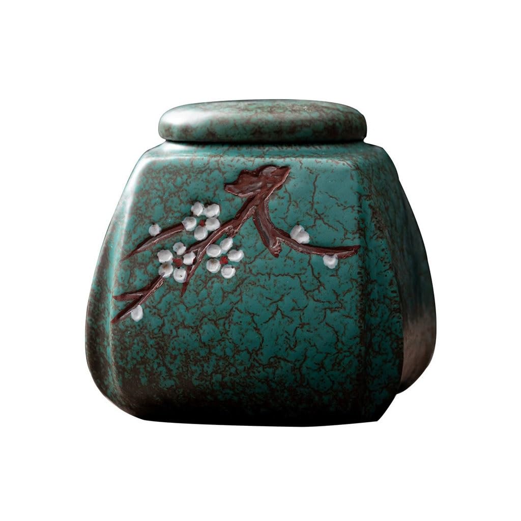 ENGENDER Tea Storage Jar Household Ceramic Chinese Tea Box Storage Jar Ceremony Kung Fu Set