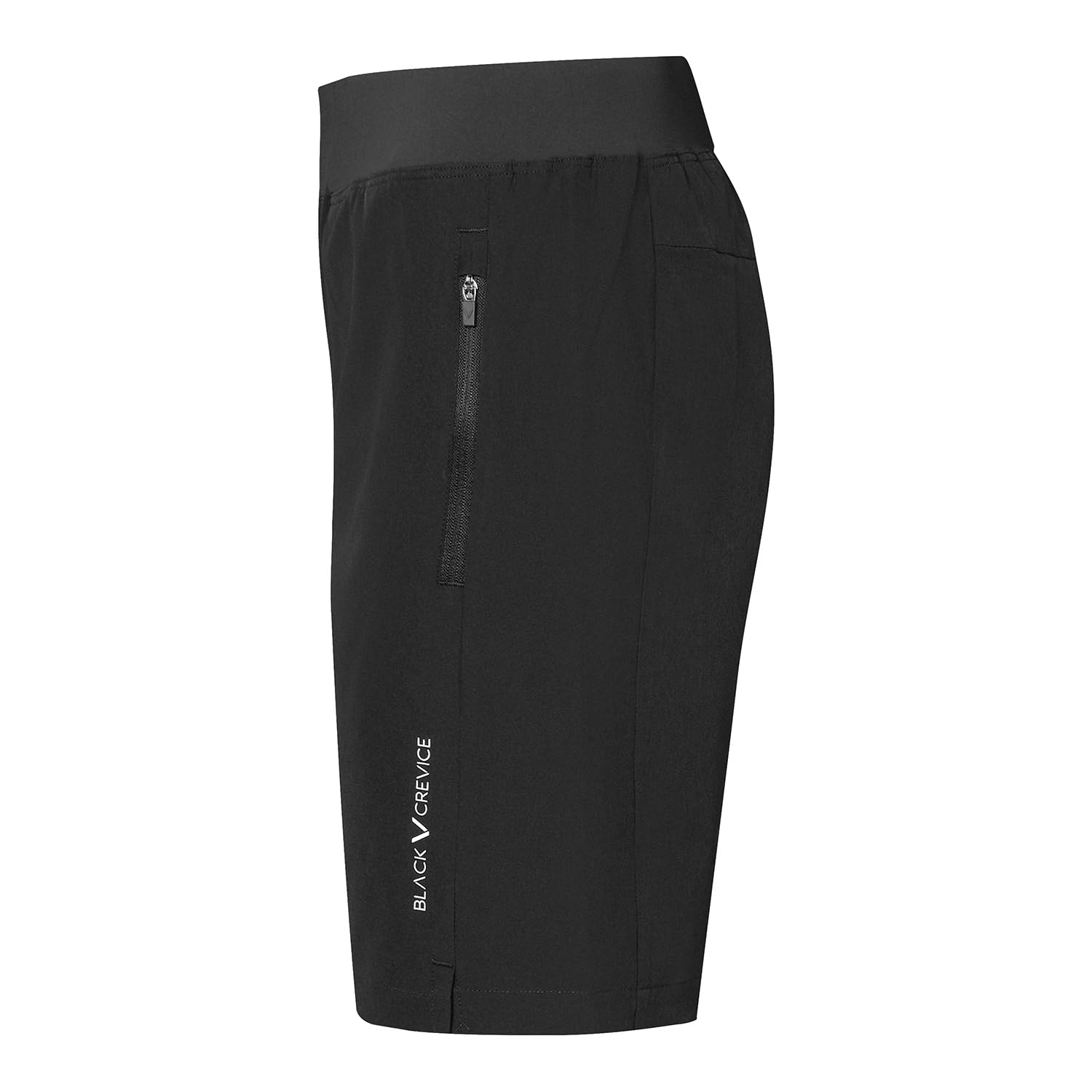 Black Crevice Damskie spodnie sportowe krótkie | spodenki sportowe | lekkie, szybkoschnące | kieszenie zapinane na zamek błyskawiczny
