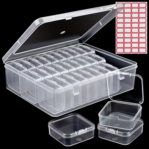 YOIYINI 31Pcs Mini Bead Containers?Clear Diamond Art Storage Case? Plastic Craft Supply Case for Organizing?Rectangle Containers for DIY Bead Craft?Jewelry?Small Part