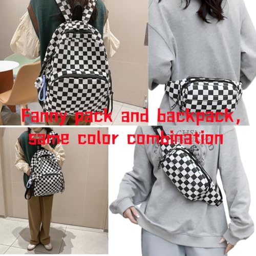 Checkered Black and White Backpack and Sling Bag Set2