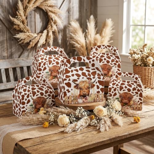 12PCS Highland Cow Party Favors Boxes Highland Cow Party Supplies