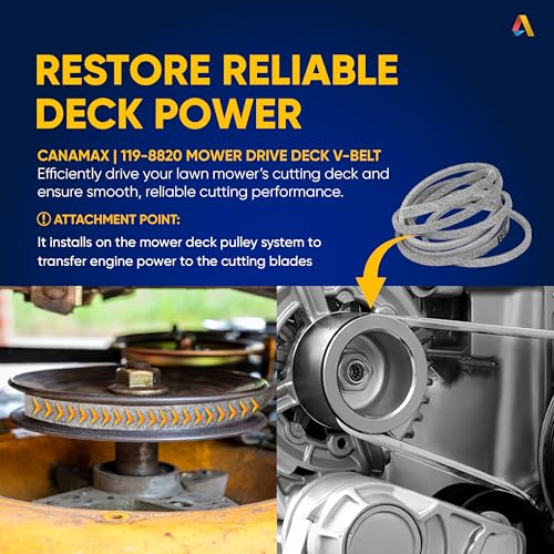 Image of Canamax 119-8820 Mower Drive Deck V-Belt - Compatible with 50 inch Deck Toro Timecutter SS5000 SS5060 MX5060 74630 74361 74632 74635 74637 74641 | Aramid Cord | 1 /2 inch x 141.5 inch