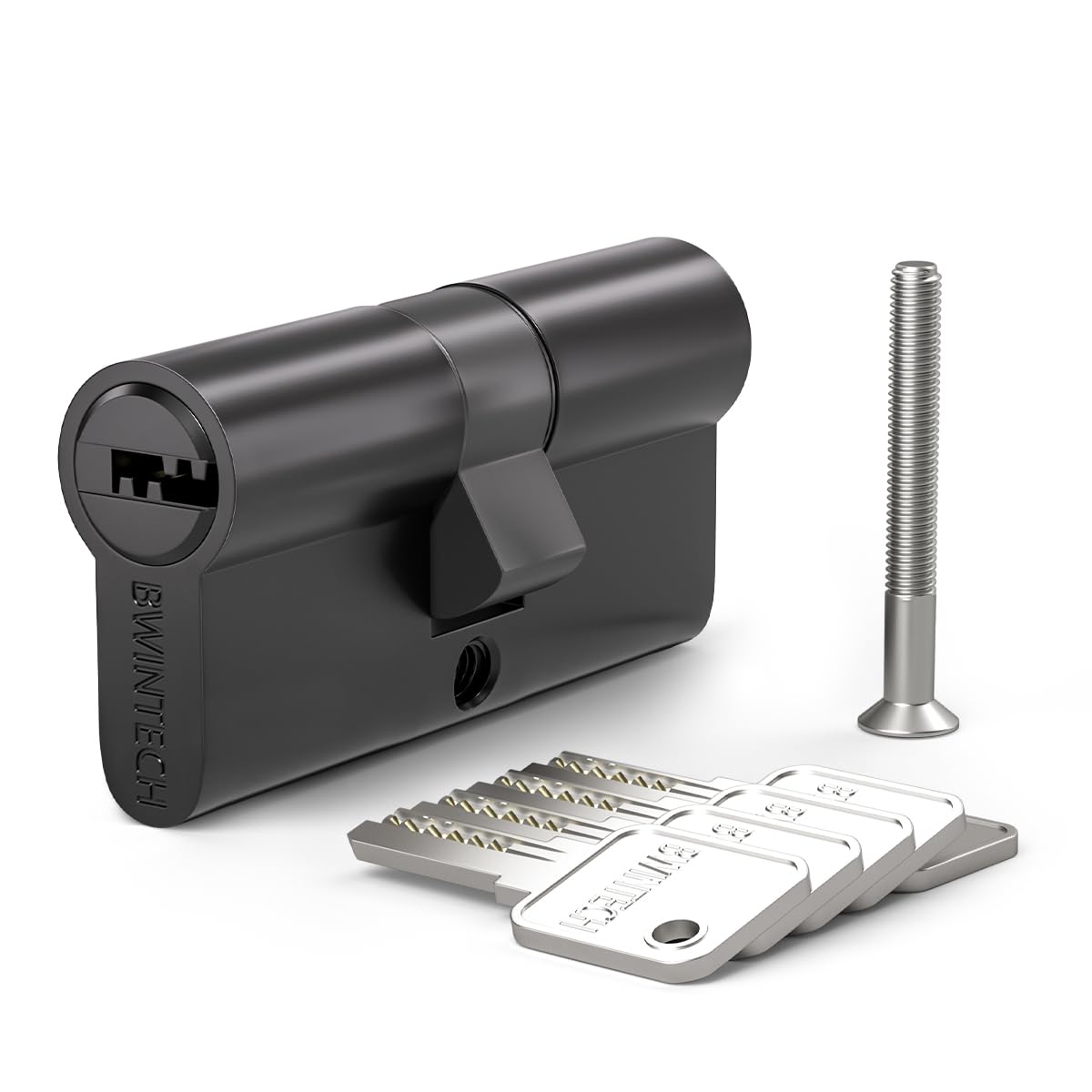 Bwintech 60mm(30/30) Black Euro Cylinder Door Barrel Lock,Key/Key with 5 Horizontal dimple Keys,Anti-Pick,Bump,Drill โ image 1