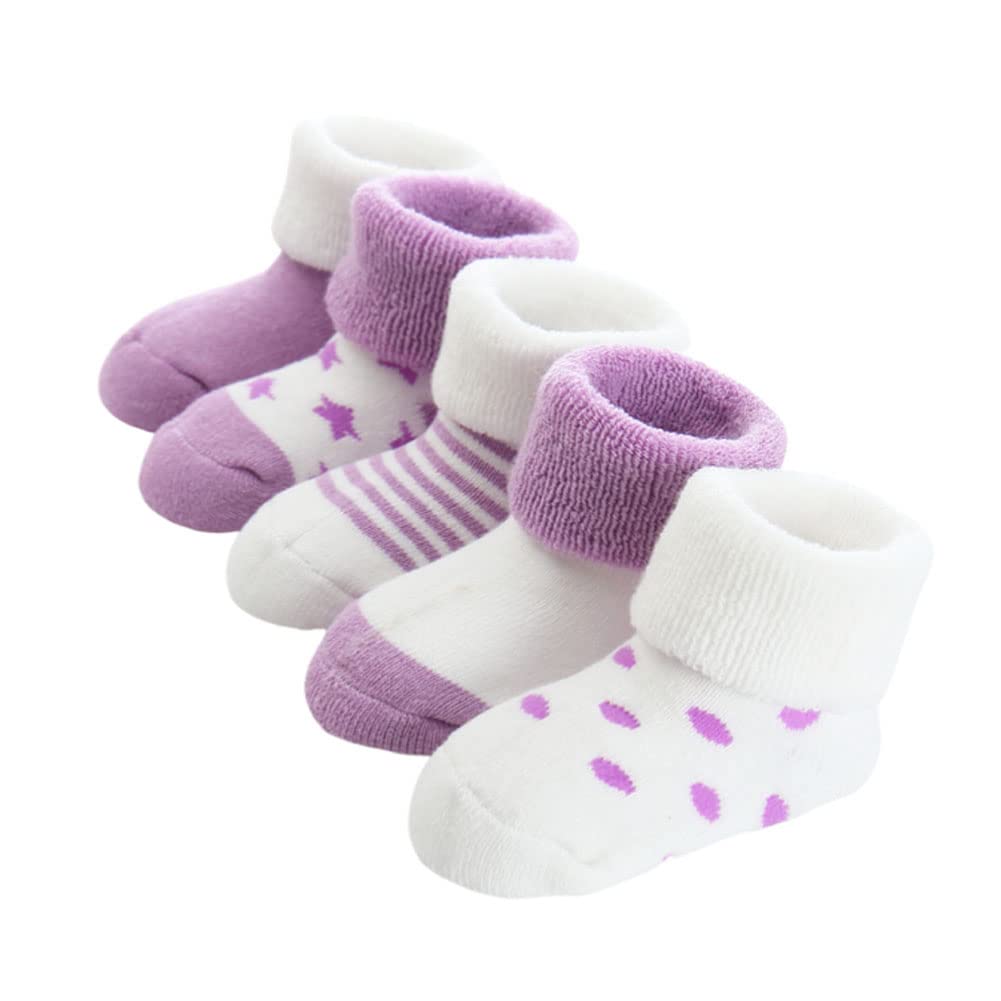 FedMois 5er Pack Baby Wintersocken dicke Thermosocken Baumwolle Gefüttert