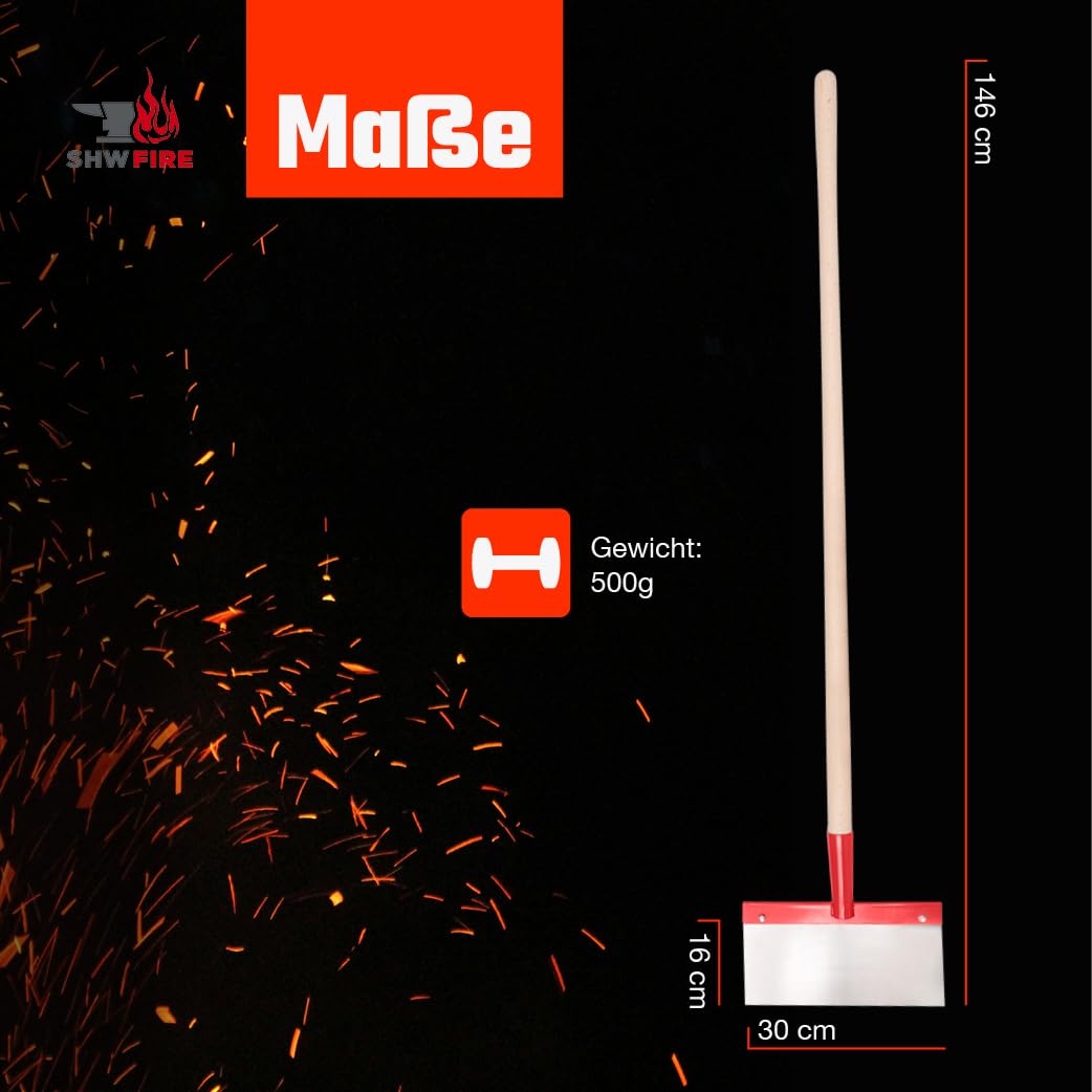 SHW-FIRE Stoßscharre 300mm Federstahlblatt, 1,0 mm stark mit 130cm Stiel