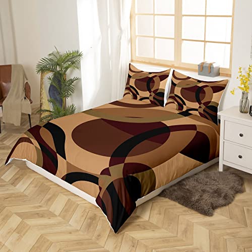 Ensemble de housse de couette moderne géométrique marron