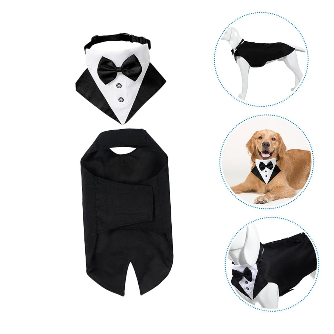 Toddmomy Abbigliamento Per Cani Tuta e Bandana Camicia Fiocco Outfit Elegante Per Cani Collare e Tuta Per Animali Domestici Per Matrimoni e Feste
