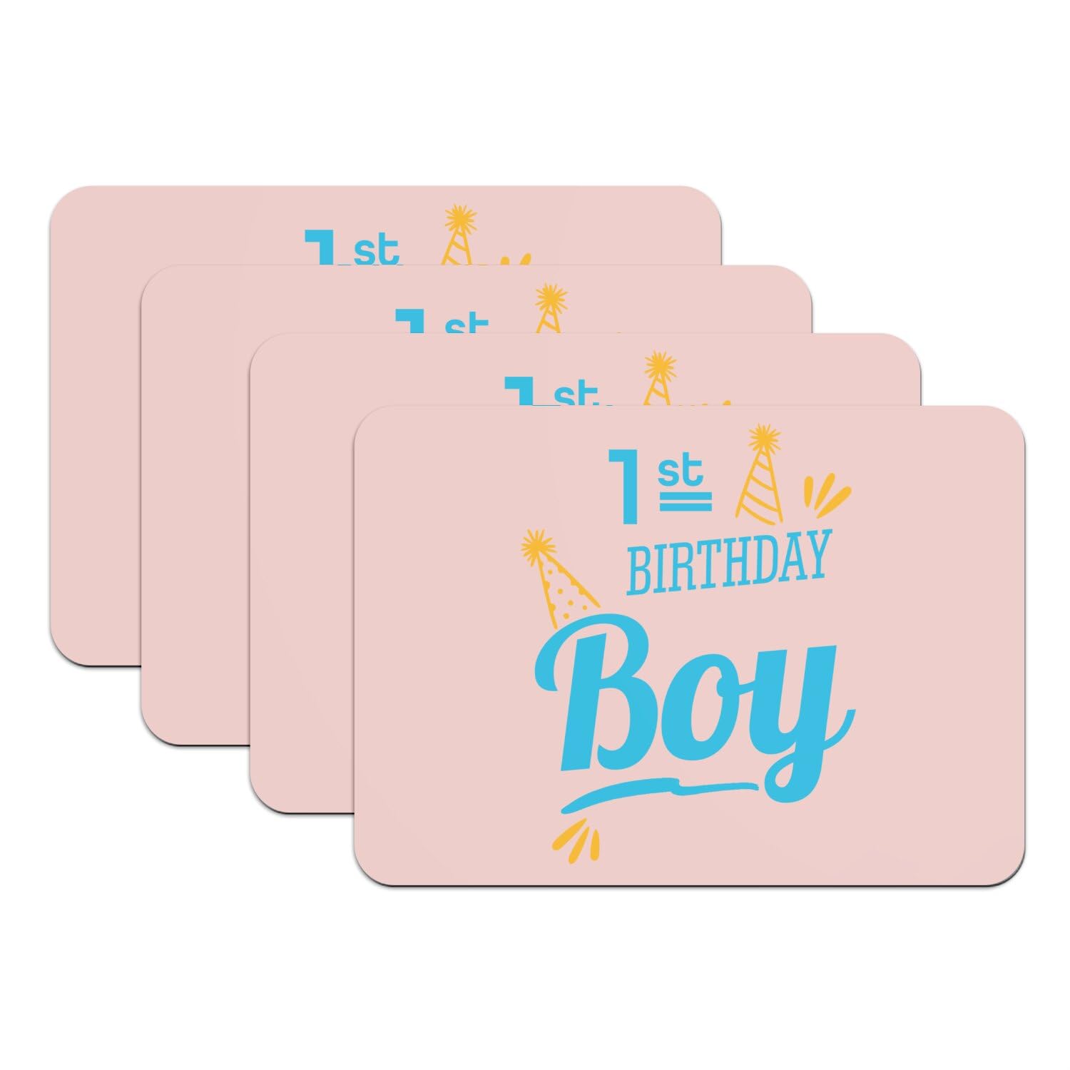 Set de table en caoutchouc rose pour feter le premier anniversaire d'un garcon