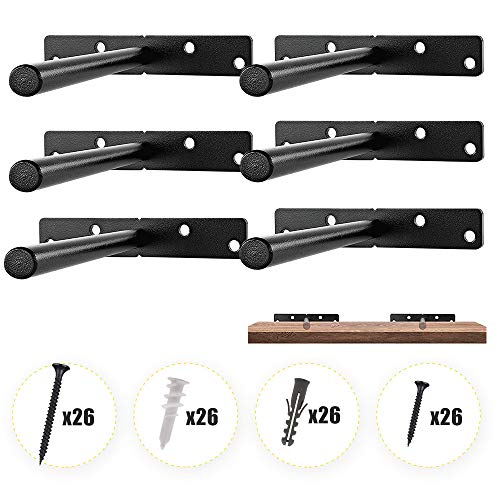 LOIION - 8" Solid Steel Floating Shelf Bracket (6 pcs) - Hidden Brackets
