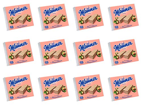 From Austria Manner Vienna Neapolitans Hazelnut Cream Filled Wafers Pack of 12 (75g each)