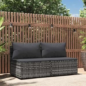 Woonisher Garten-Mittelsofas mit Kissen 2 STK. Grau