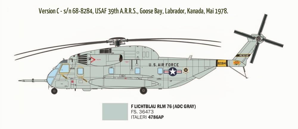 Italeri 91035 1:72 US HH-53C Jolly Green Giant - Modellbau, Bausatz, Standmodellbau, Basteln, Hobby, Kleben, Plastikbausatz, detailgetreu, Militär Bausatz, Molded Color