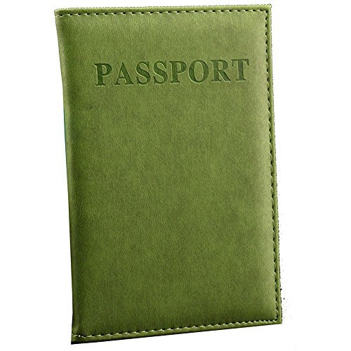 Portatarjetas de Pasaporte para Mujeres u Hombres. Cartera de Viaje de Cuero de la PU (Verde Claro)