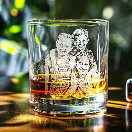 Custom Father's Day Gifts for Dad - Personalized Photo Whiskey Glass Gift for Father, Daddy Presents, Gift from Daughter, Laser Engraved in the USA