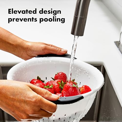 OXO Good Grips Plastic Strainer - 3 Qt Capacity, White | For Pasta And Vegetables, Colander, Non-Slip Feet, Soft Handles, Dishwasher Safe, Stable Draining - image 6
